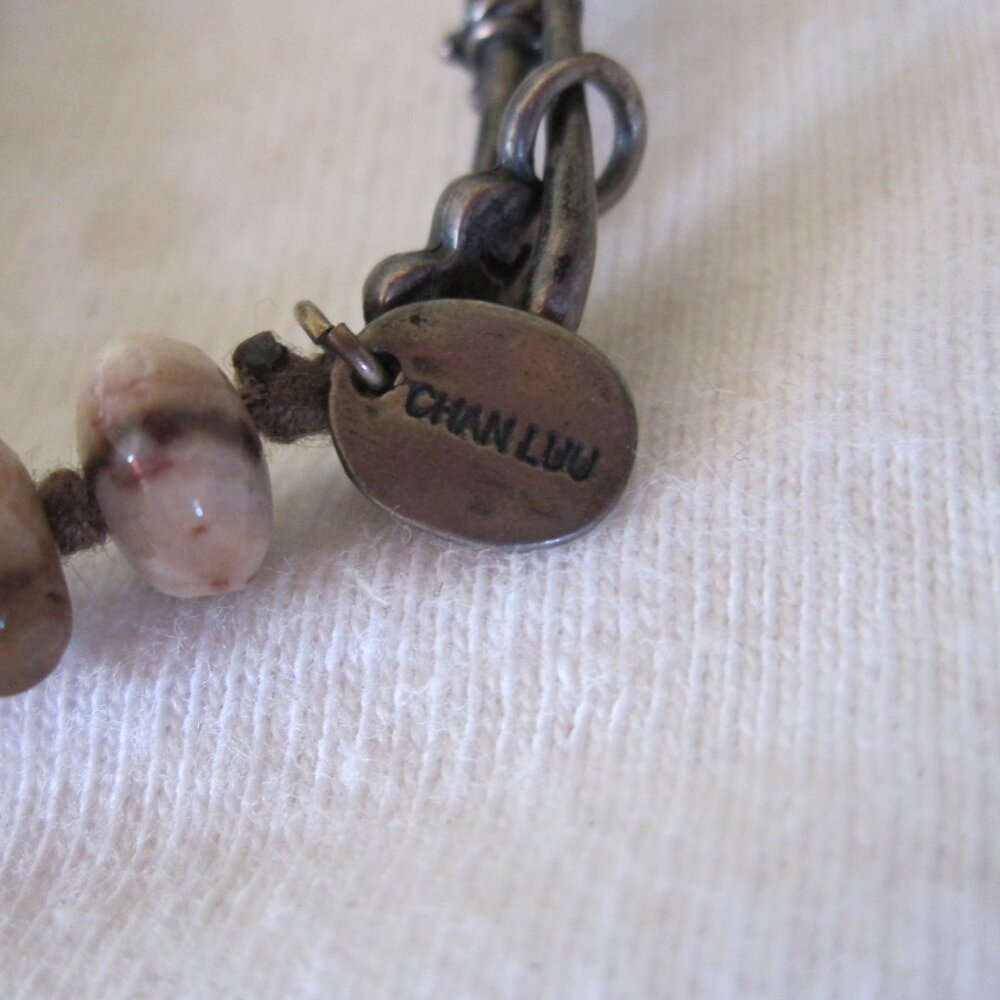 Vintage Chan Luu 36" Cut Agate Stone / Sterling Silver Necklace - 45 grams - Picture 3 of 6